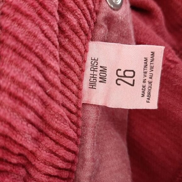 BDG Urban Outfitters High-Rise Mom Corduroy Pants Burgundy Red Sz 26 - Picture 9 of 10